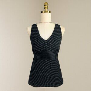 Ann Taylor Black and White Striped Midi Dress